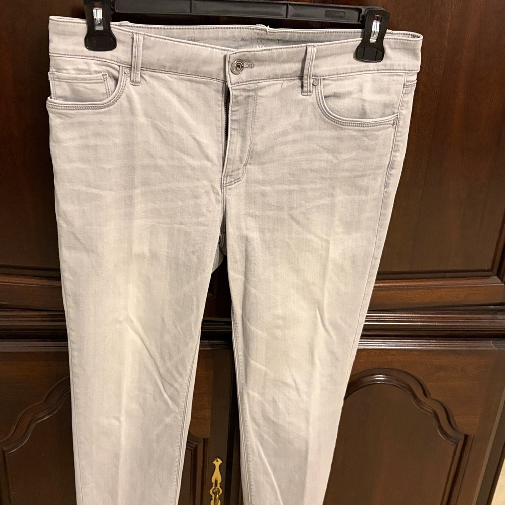 White House Black Market Light Gray Skinny Jeans - Faded Gray Denim